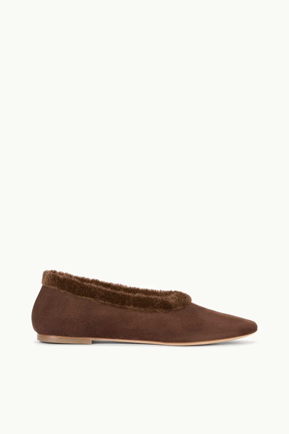 STAUD ALBA FAUX FUR TRIM BALLET MAHOGANY