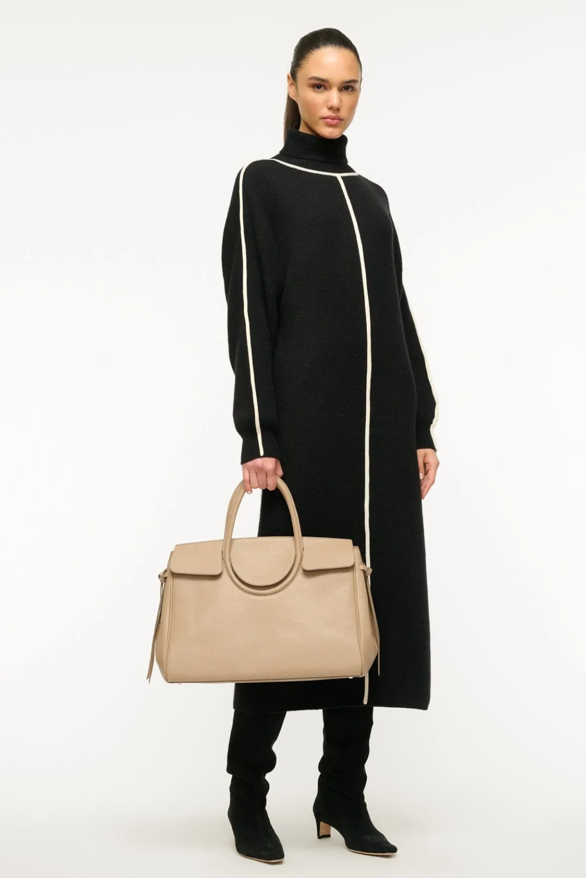 STAUD APRES DRESS BLACK IVORY