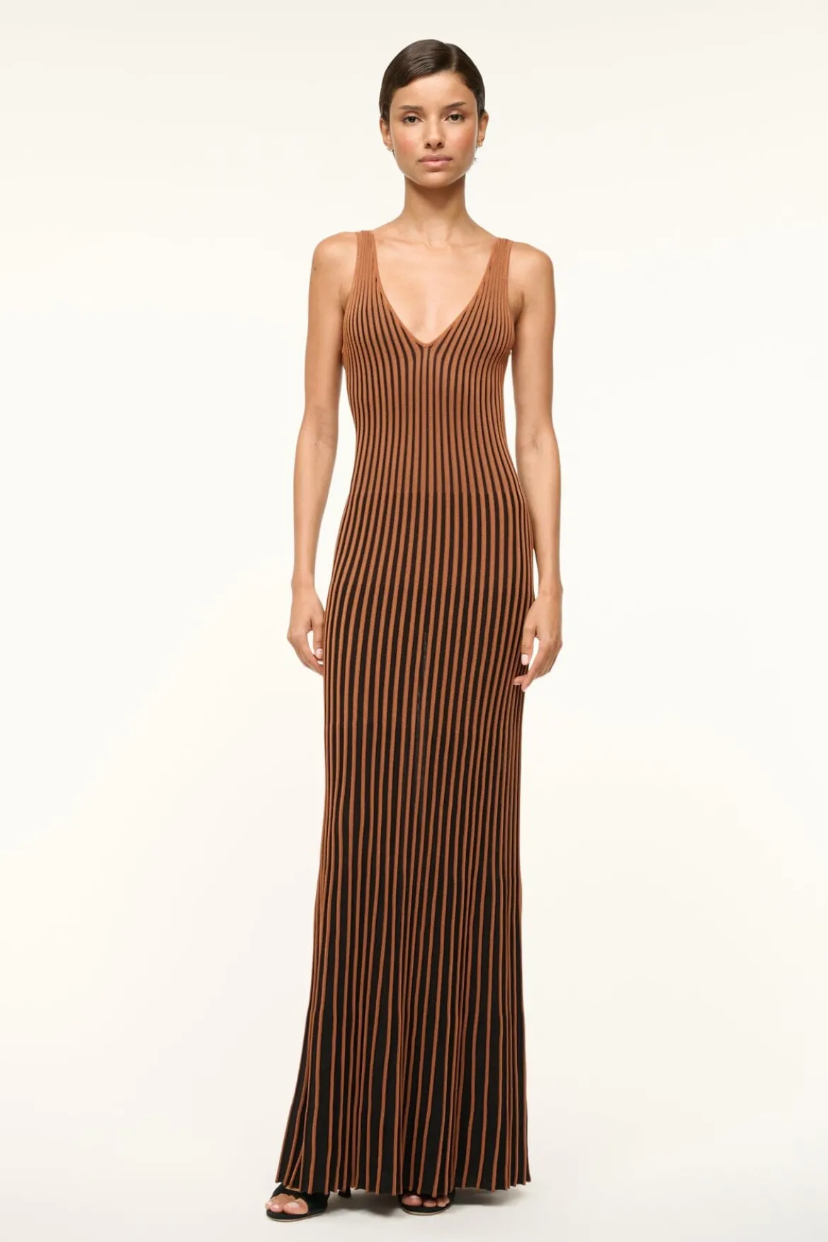 STAUD CLARETTA DRESS TAN BLACK