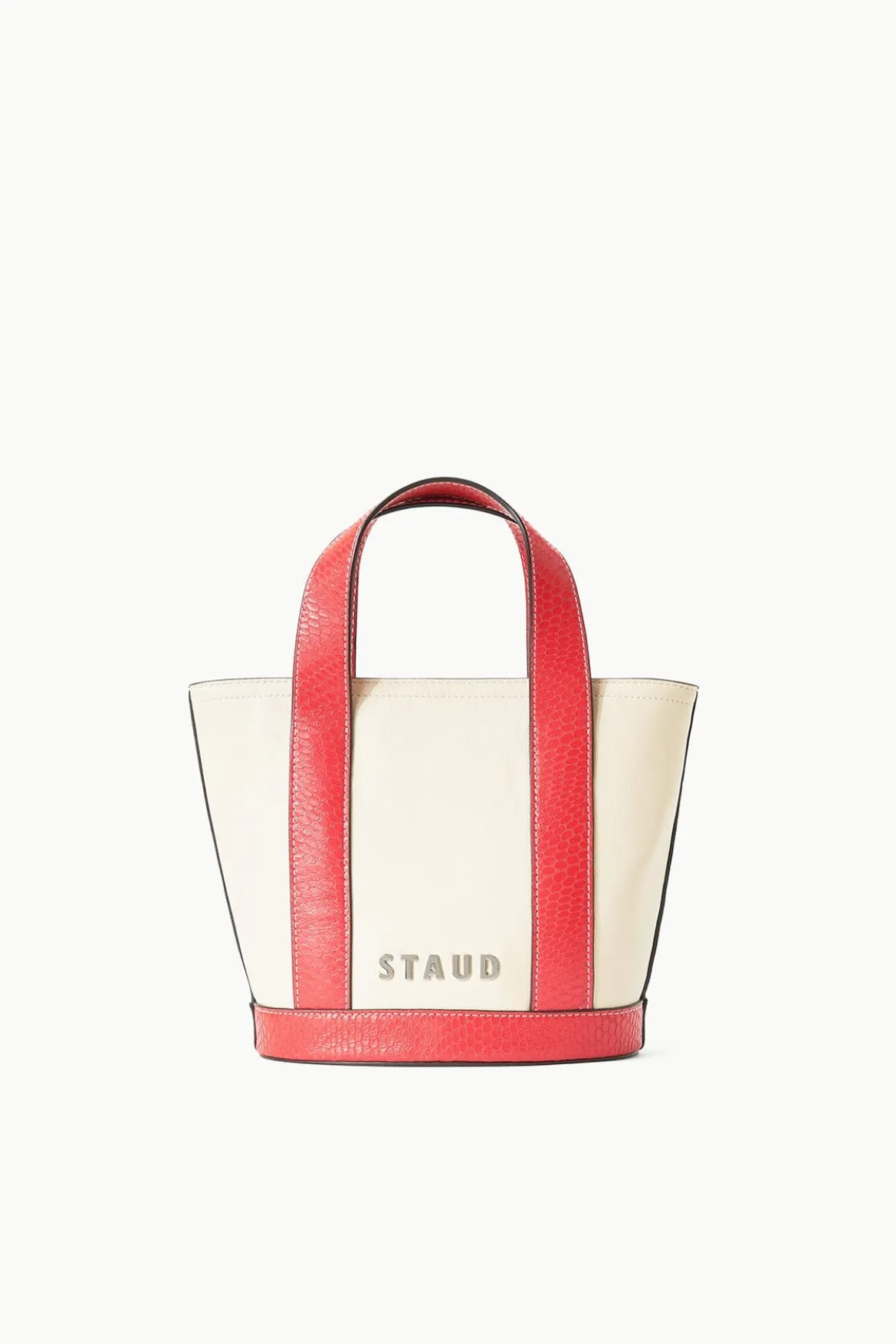 STAUD CUSTOM ALLORA MINI TOTE CREAM RED ROSE