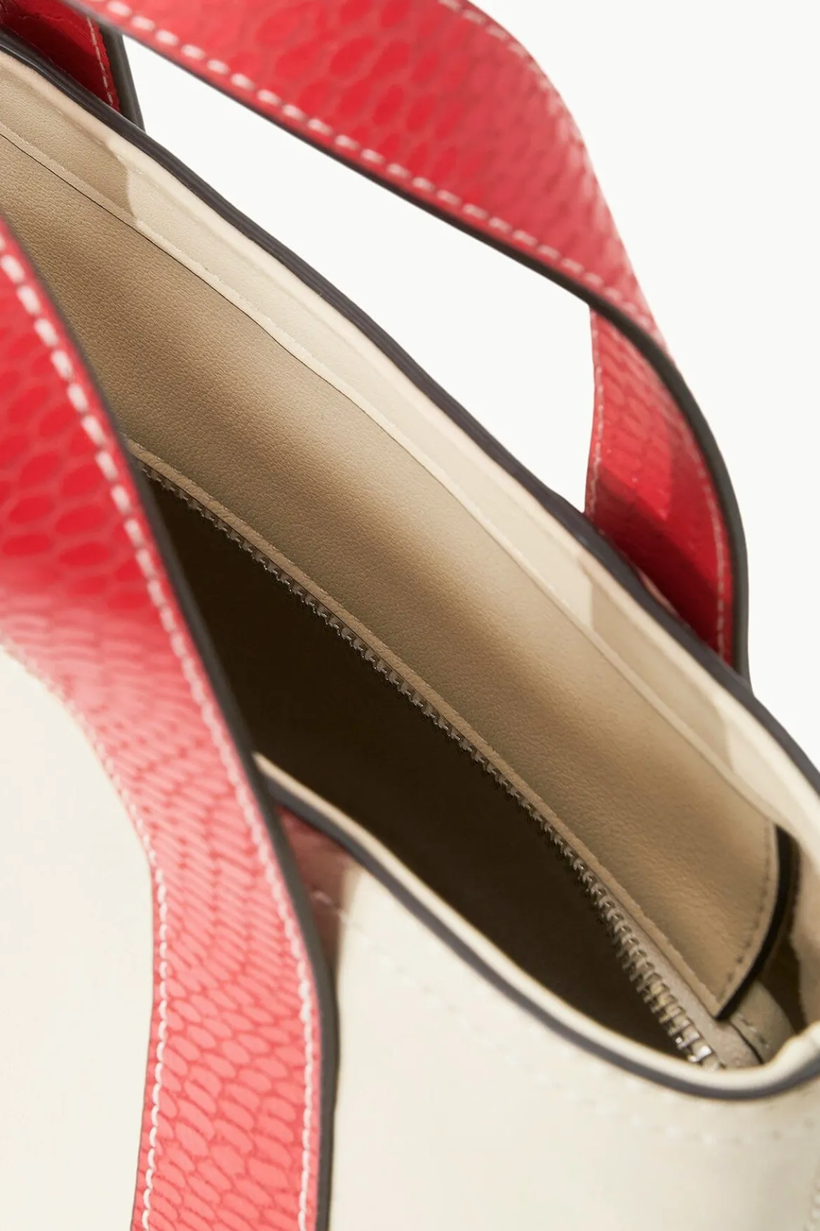 STAUD CUSTOM ALLORA MINI TOTE CREAM RED ROSE