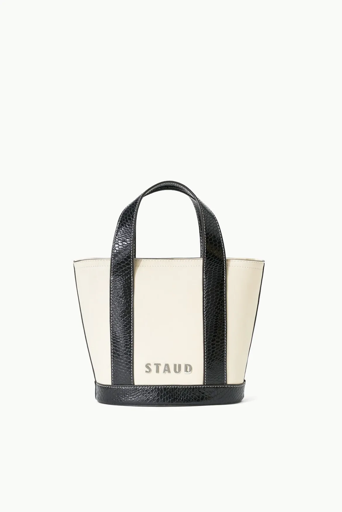 STAUD CUSTOM ALLORA MINI TOTE CREAM BLACK