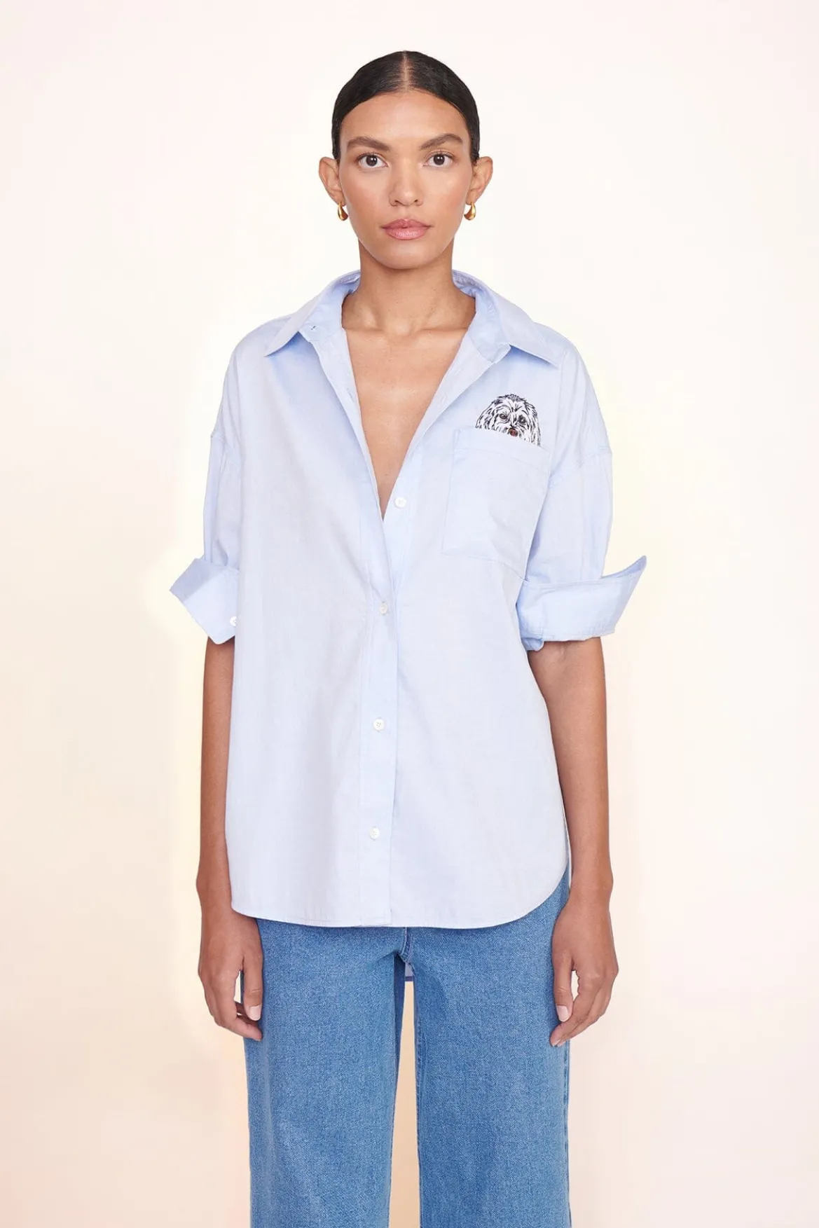 STAUD CUSTOM CLASSIC OVERSIZED SHIRT | OXFORD BLUE