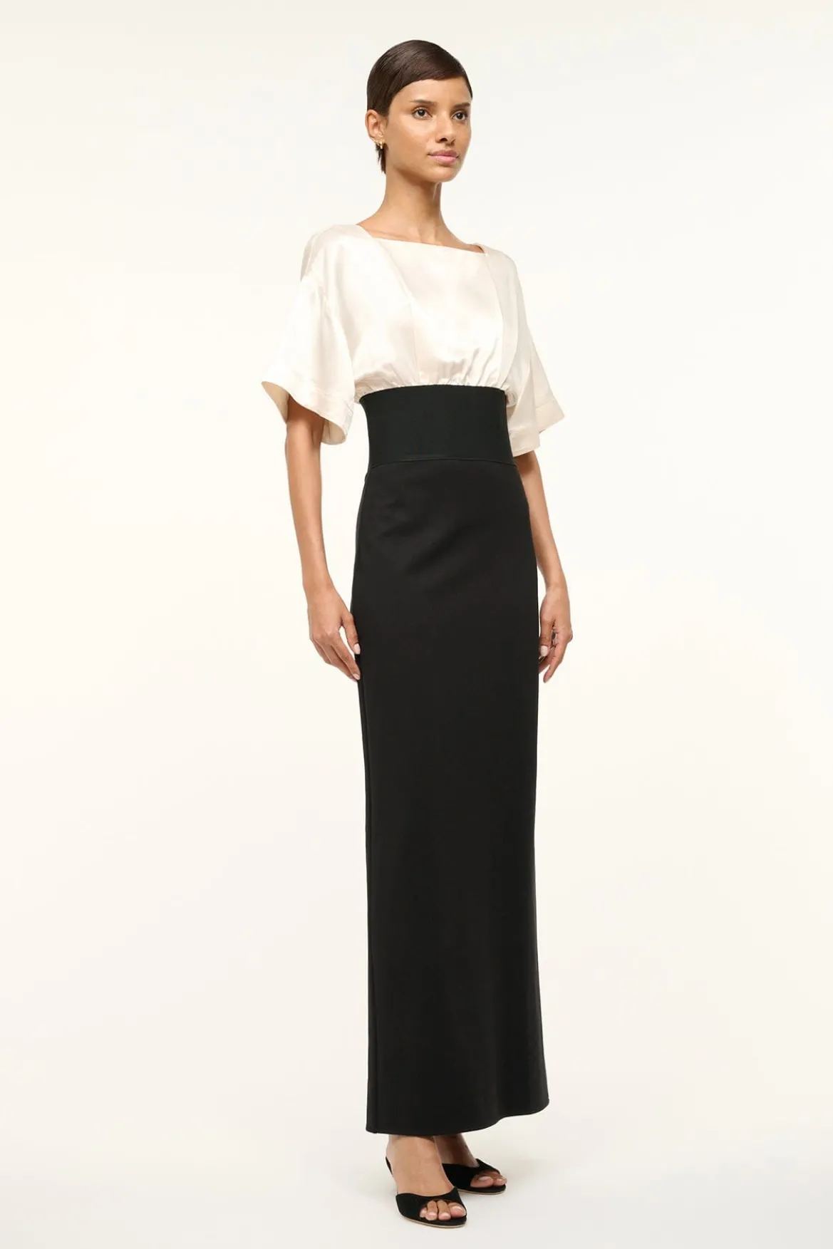 STAUD GARNET DRESS IVORY BLACK