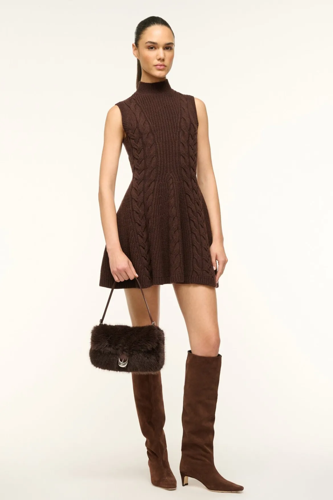 STAUD HARLOW FAUX FUR BAG ESPRESSO