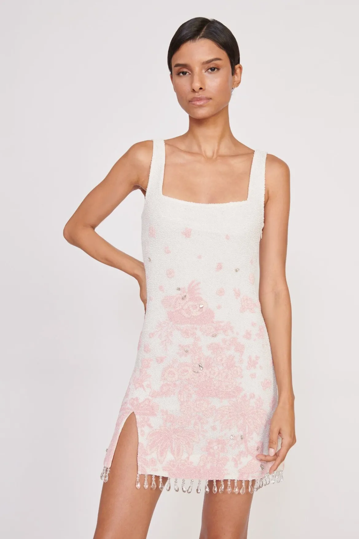 STAUD LE SABLE DRESS IVORY CHERRY BLOSSOM TOILE