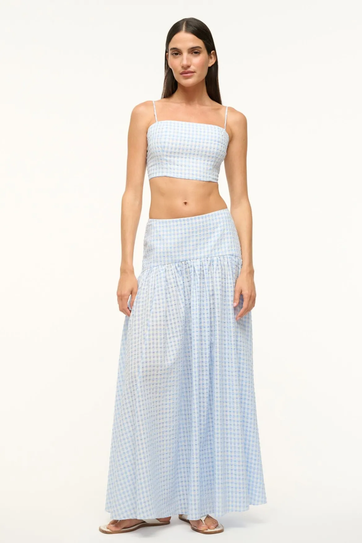STAUD PROCIDA SKIRT SKY GINGHAM