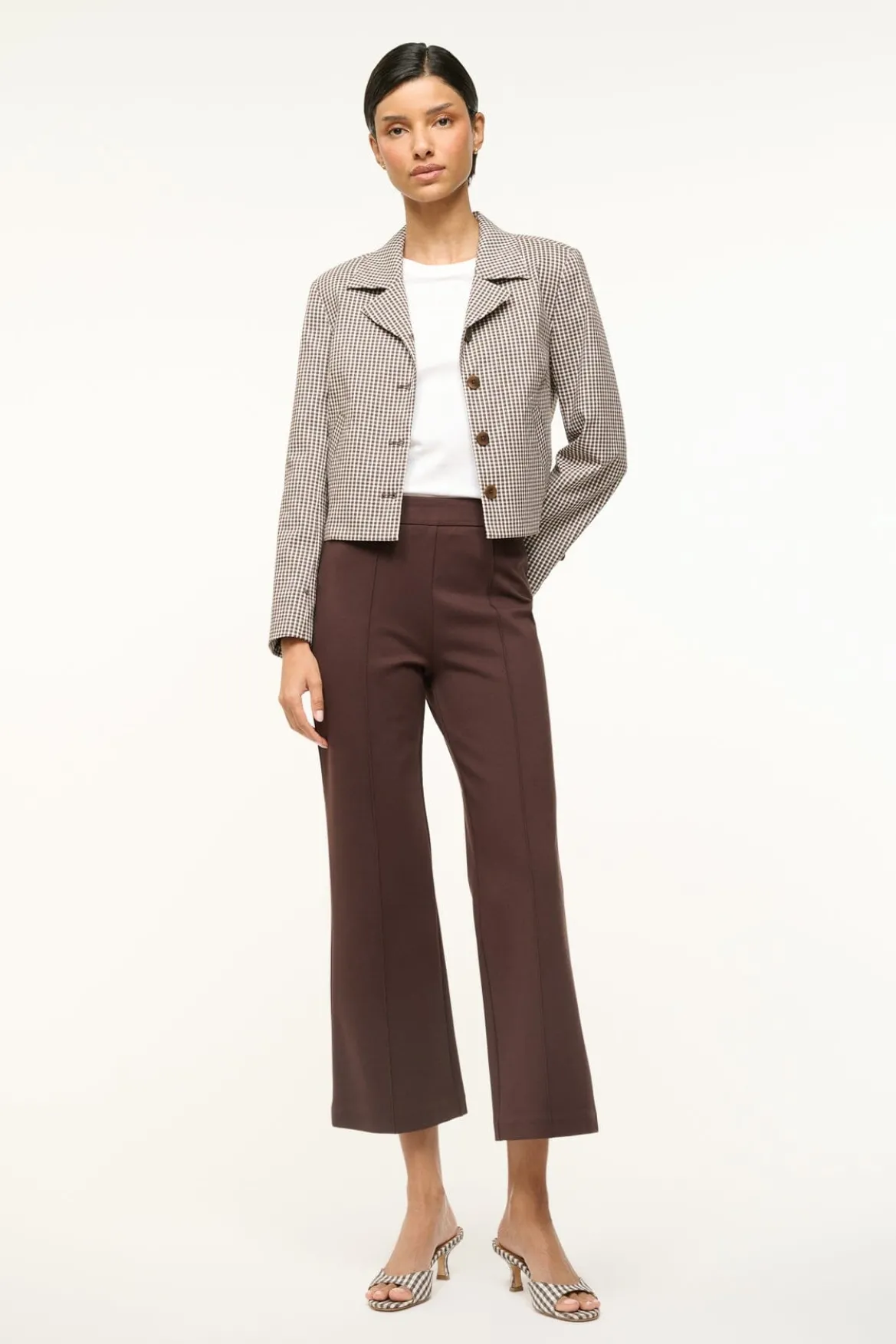 STAUD REGENCY JACKET DARK CHOCOLATE MICRO CHECK