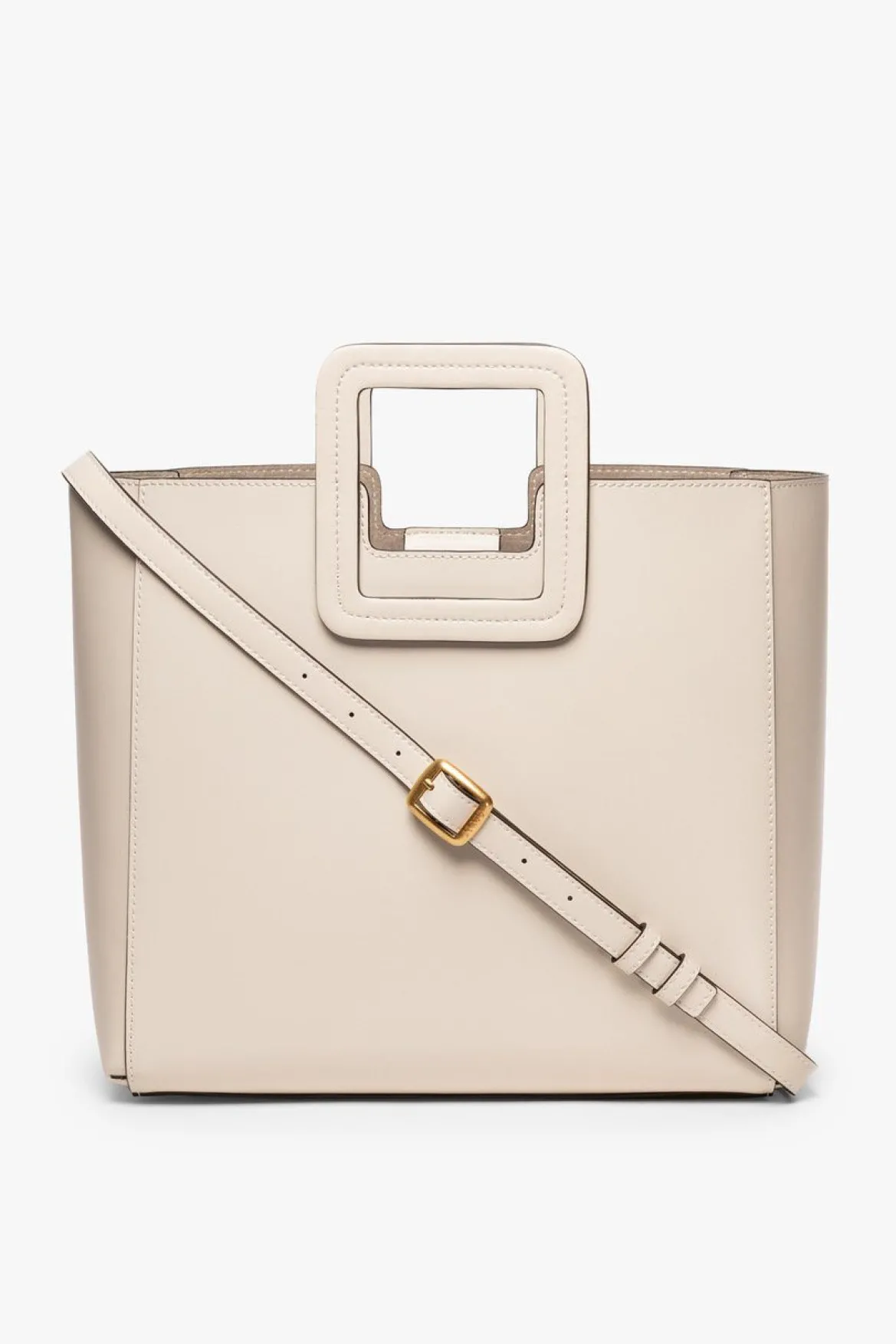 STAUD SHIRLEY LEATHER TOTE BAG | CREAM
