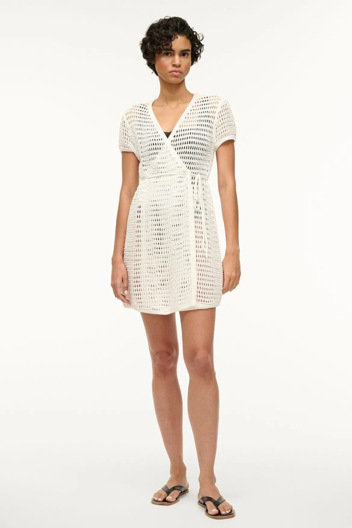 STAUD SPRITZ DRESS IVORY