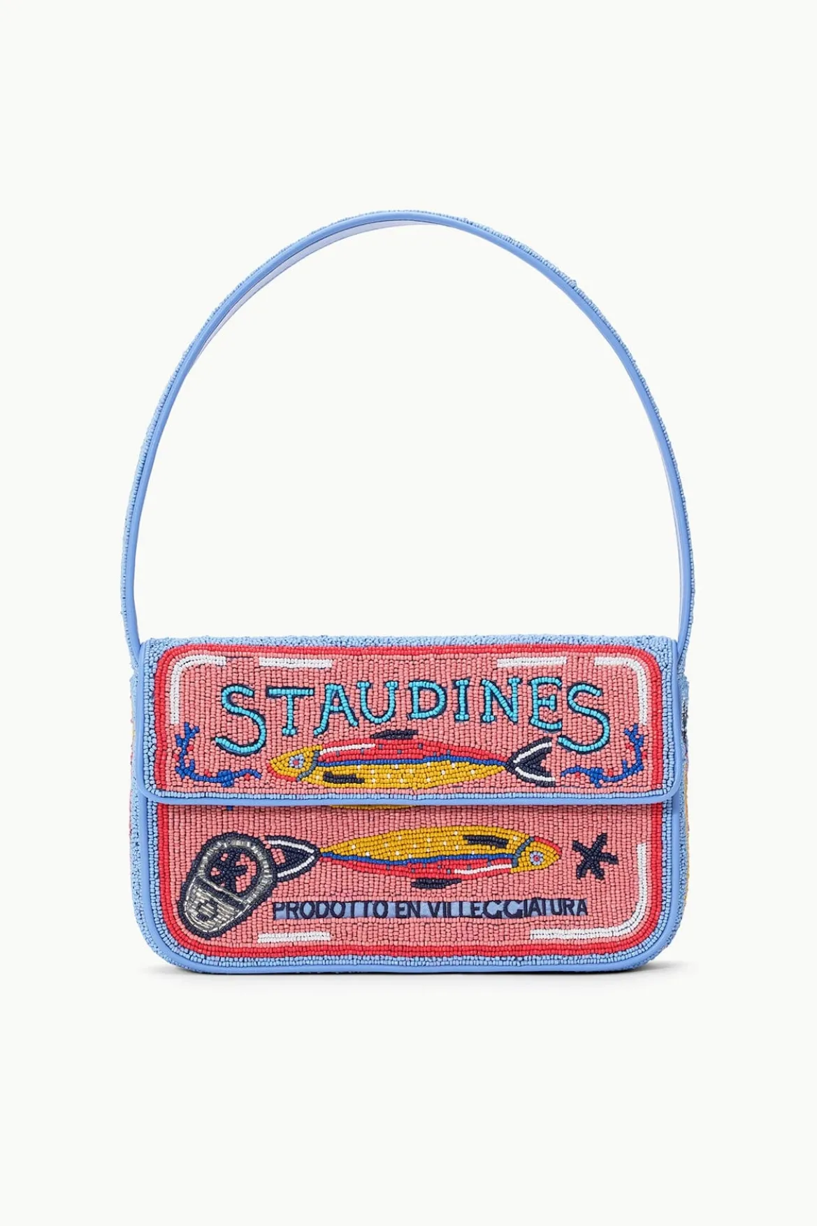STAUD TOMMY BEADED BAG STAUDINES PINK