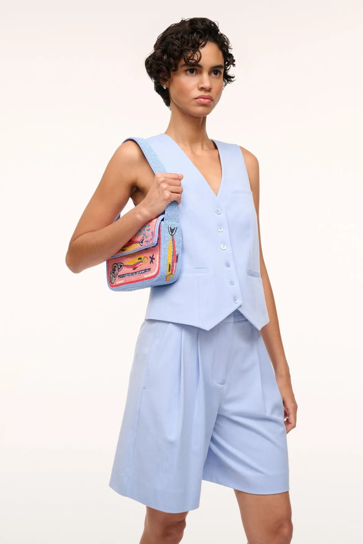 STAUD TOMMY BEADED BAG STAUDINES PINK