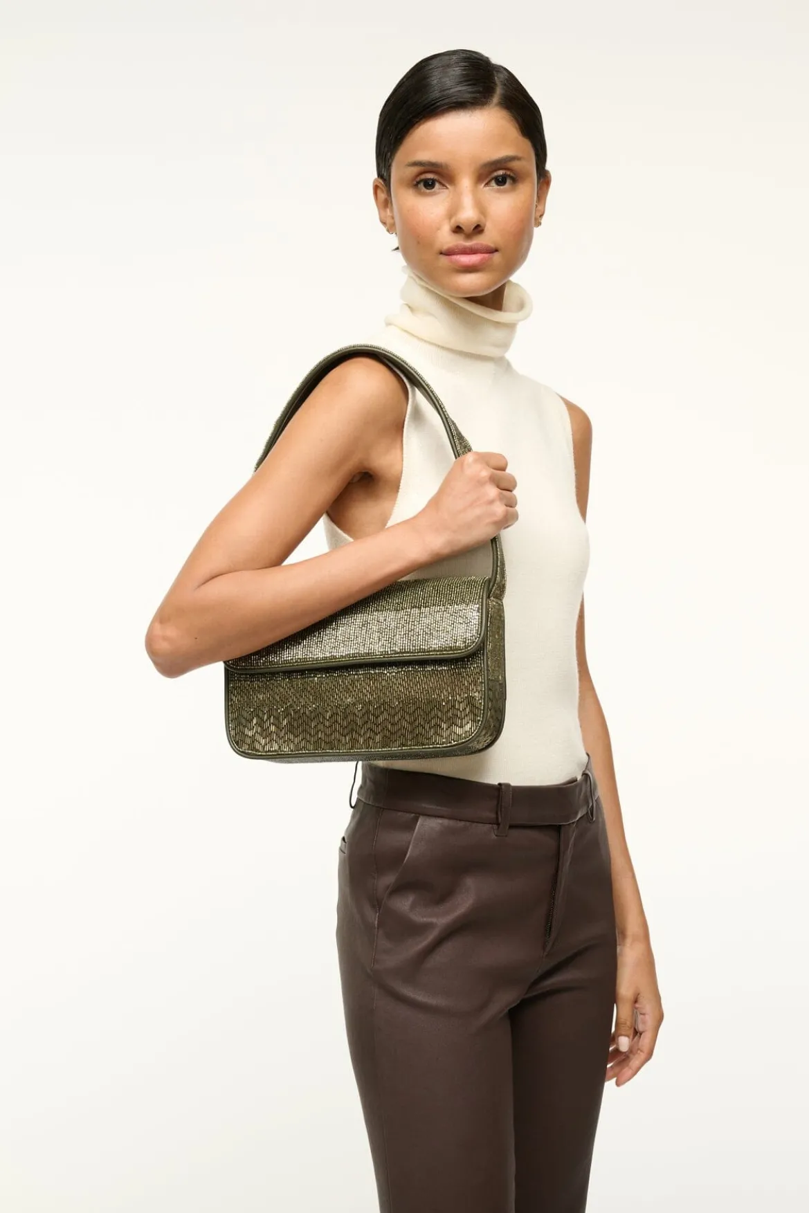 STAUD TOMMY BEADED BAG AVOCADO
